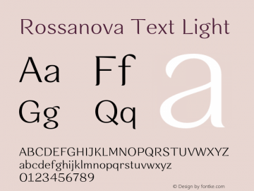 RossanovaText-Light Version 1.000 Font Sample