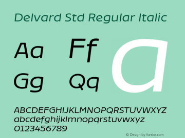 bfc4c5bf33bba0a6 - subset of Delvard Std Reg Ita Version 5.0; 2010 Font Sample