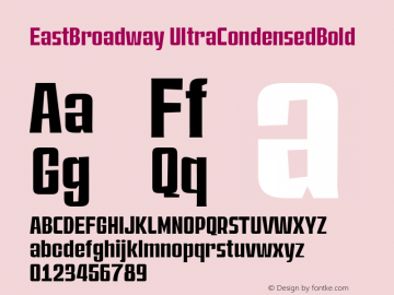 EastBroadway UltraCondensedBold Version 1.000;hotconv 1.0.109;makeotfexe 2.5.65596 Font Sample