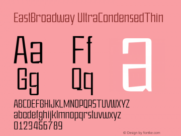 EastBroadway UltraCondensedThin Version 1.000;hotconv 1.0.109;makeotfexe 2.5.65596 Font Sample