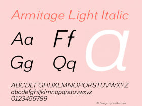 Armitage-LightItalic Version 1.000 Font Sample