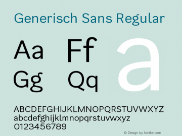 Generisch Sans Font,Generisch Sans Regular Font,GenerischSans-Regular Font, Generisch Sans Regular Version 1.000