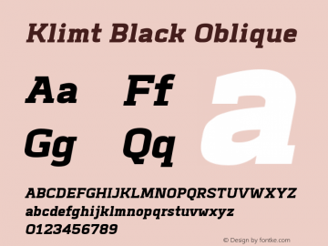 Klimt-BlackOblique Version 1.000 Font Sample