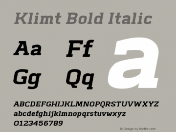 Klimt-BoldOblique Version 1.000 Font Sample