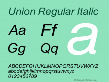 Union-Italic Version 1.000 Font Sample