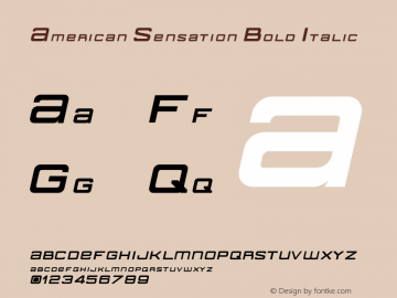 American Sensation Bold Italic Version 2.111;November 22, 2020;FontCreator 13.0.0.2683 64-bit Font Sample