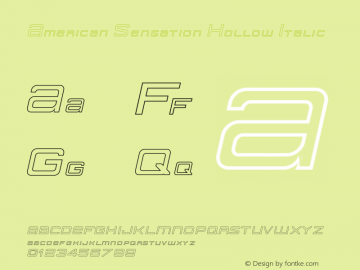 American Sensation Hollow Italic Version 2.111;November 22, 2020;FontCreator 13.0.0.2683 64-bit Font Sample