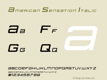 American Sensation Italic Version 2.111;November 22, 2020;FontCreator 13.0.0.2683 64-bit Font Sample