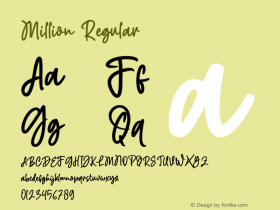 Million Version 1.00;August 9, 2020;FontCreator 12.0.0.2547 64-bit Font Sample