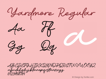 Yardmore Version 1.00;August 14, 2020;FontCreator 13.0.0.2675 64-bit Font Sample