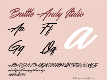 Battle Andy Italic Version 1.00;September 5, 2020;FontCreator 12.0.0.2563 64-bit Font Sample