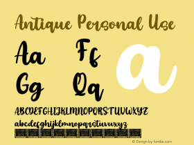 Antique Personal Use Version 1.001;Fontself Maker 3.5.2 Font Sample