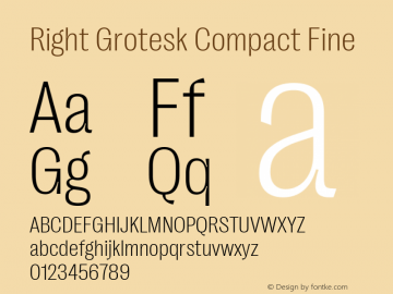 Right Grotesk Compact Fine Version 2.500 Font Sample