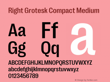 Right Grotesk Compact Medium Version 2.500 Font Sample