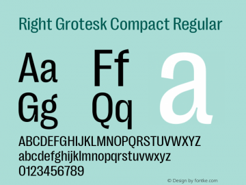 Right Grotesk Compact Regular Version 2.500 Font Sample