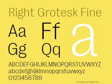 Right Grotesk Fine Version 2.500 Font Sample