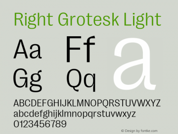 Right Grotesk Light Version 2.500 Font Sample