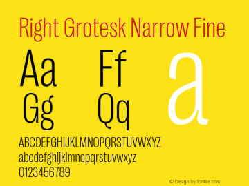 Right Grotesk Narrow Fine Version 2.500 Font Sample