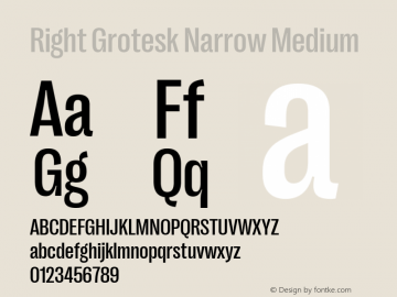 Right Grotesk Narrow Medium Version 2.500 Font Sample