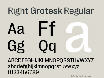 Right Grotesk Regular Version 2.500 Font Sample