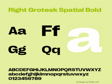 Right Grotesk Spatial Bold Version 2.500 Font Sample