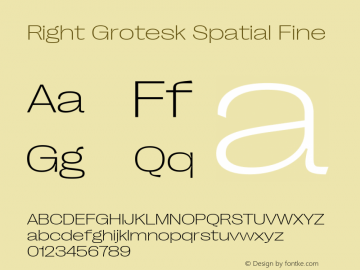 Right Grotesk Spatial Fine Version 2.500 Font Sample