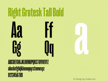 Right Grotesk Tall Bold Version 2.500 Font Sample