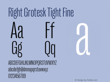 Right Grotesk Tight Fine Version 2.500 Font Sample