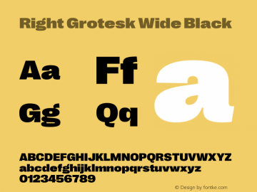 Right Grotesk Wide Black Version 2.500 Font Sample