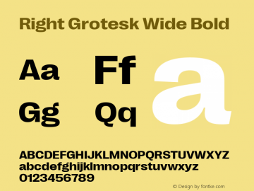 Right Grotesk Wide Bold Version 2.500 Font Sample