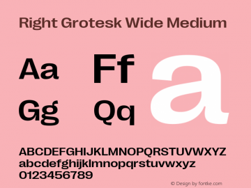 Right Grotesk Wide Medium Version 2.500 Font Sample