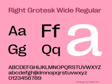 Right Grotesk Wide Regular Version 2.500 Font Sample
