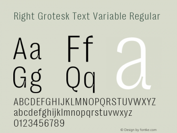 Right Grotesk Text Variable Version 2.600 Font Sample