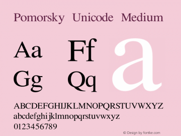 Pomorsky Unicode 1.1 Font Sample