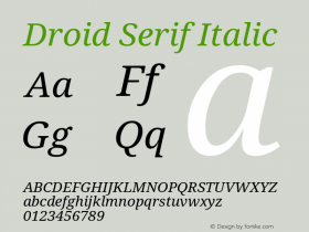 Droid Serif Italic Version 1.00 build 107 Font Sample