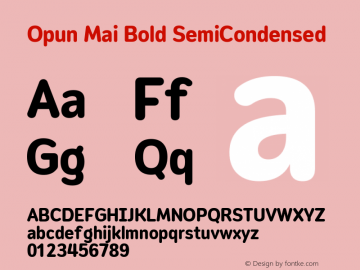 Opun Mai Bold SemiCondensed Version 2.00 Font Sample