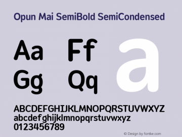 Opun Mai SemiBold SemiCondensed Version 2.00 Font Sample