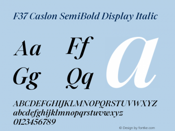 F37 Caslon SemiBold Display Italic Version 1.000 Font Sample