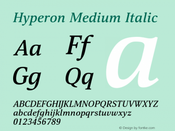 Hyperon Medium Italic Version 1.000图片样张