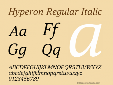Hyperon Italic Version 1.000 Font Sample