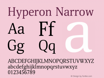 Hyperon Narrow Version 1.000 Font Sample