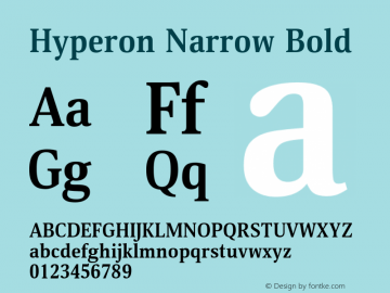 Hyperon Narrow Bold Version 1.000 Font Sample