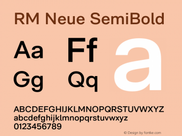 RM Neue SemiBold Version 1.100;hotconv 1.0.109;makeotfexe 2.5.65596 Font Sample