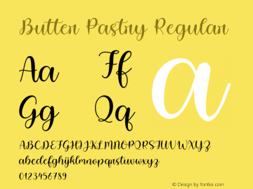 Butter Pastry Version 1.00;November 25, 2020;FontCreator 13.0.0.2683 64-bit Font Sample