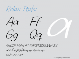 Relax Italic Version 1.50;November 19, 2020;FontCreator 11.5.0.2427 64-bit Font Sample