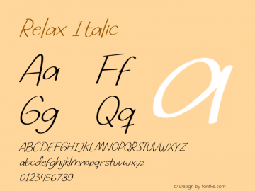 Relax Italic Version 1.50;November 19, 2020;FontCreator 11.5.0.2427 64-bit图片样张