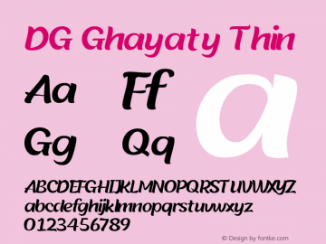 DG Ghayaty Thin Version 1.00;August 24, 2020;FontCreator 12.0.0.2563 64-bit图片样张