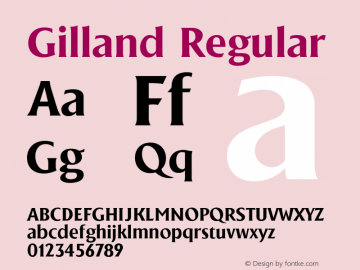 Gilland-Regular Version 1.000 Font Sample