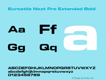 Eurostile Next Pro Ext Bold Version 2.00 Font Sample