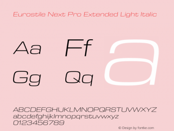 Eurostile Next Pro Ext Light It Version 1.00 Font Sample